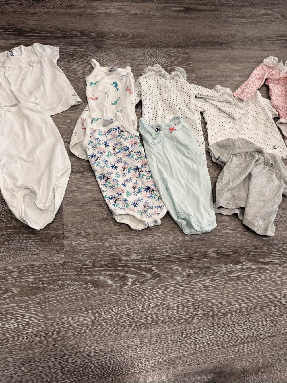 Petit Bateau Baby One-Piece Pack in White, Light Blue, Gray, Pink